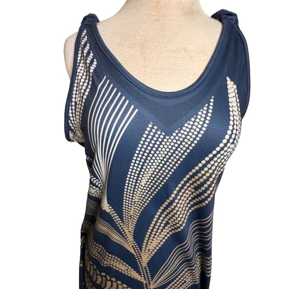 Summer Midi Blue White Tan Lantern Legs Parachute Oversized Baggy Boho - Picture 4 of 12